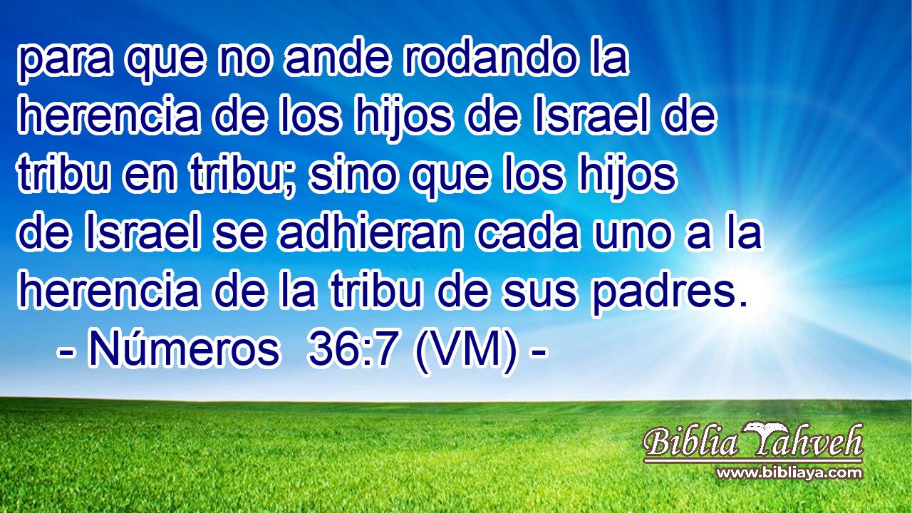  para que no ande rodando la herencia de los hijos de Israel de tribu en tribu; sino que los hijos de Israel se adhieran cada uno a la herencia de la tribu de sus padres. 