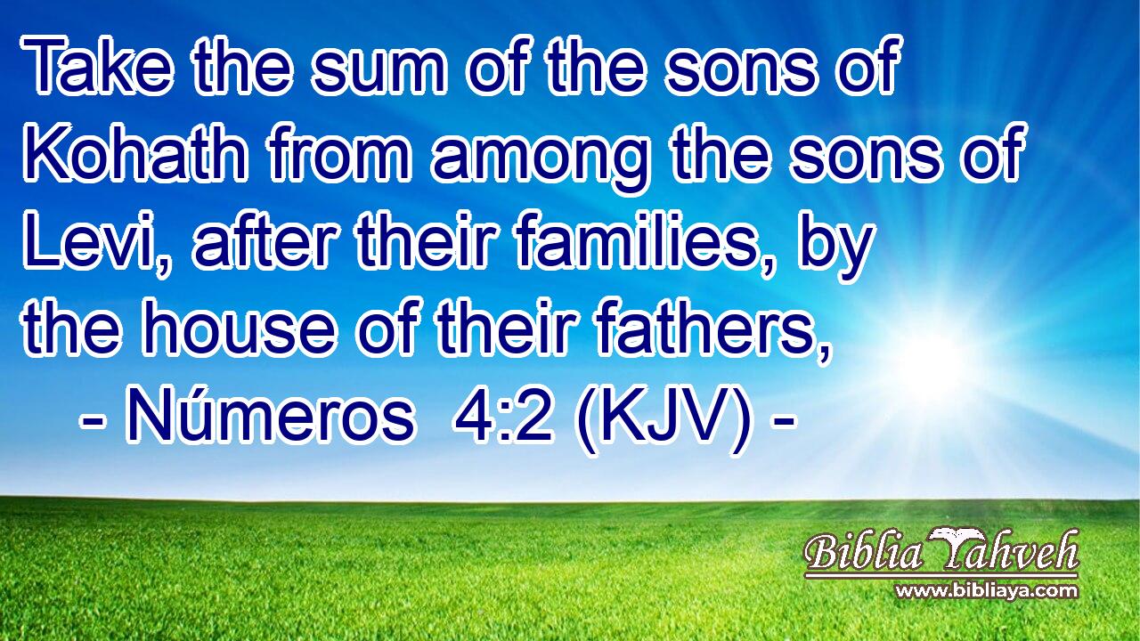 Take the sum of the sons of Kohath from among the sons of Levi, after their families, by the house of their fathers,