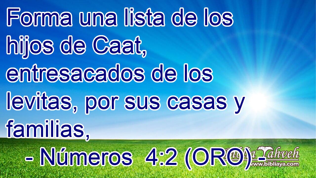  Forma una lista de los hijos de Caat, entresacados de los levitas, por sus casas y familias, 
