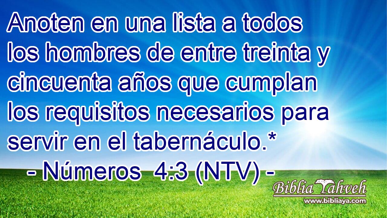 Anoten en una lista a todos los hombres de entre treinta y cincuenta años que cumplan los requisitos necesarios para servir en el tabernáculo.*