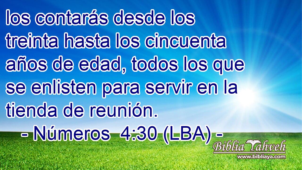 los contarás desde los treinta hasta los cincuenta años de edad, todos los que se enlisten para servir en la tienda de reunión.