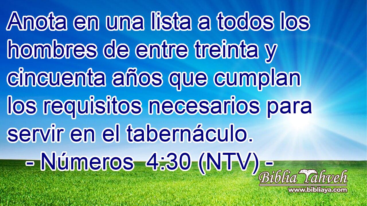Anota en una lista a todos los hombres de entre treinta y cincuenta años que cumplan los requisitos necesarios para servir en el tabernáculo.