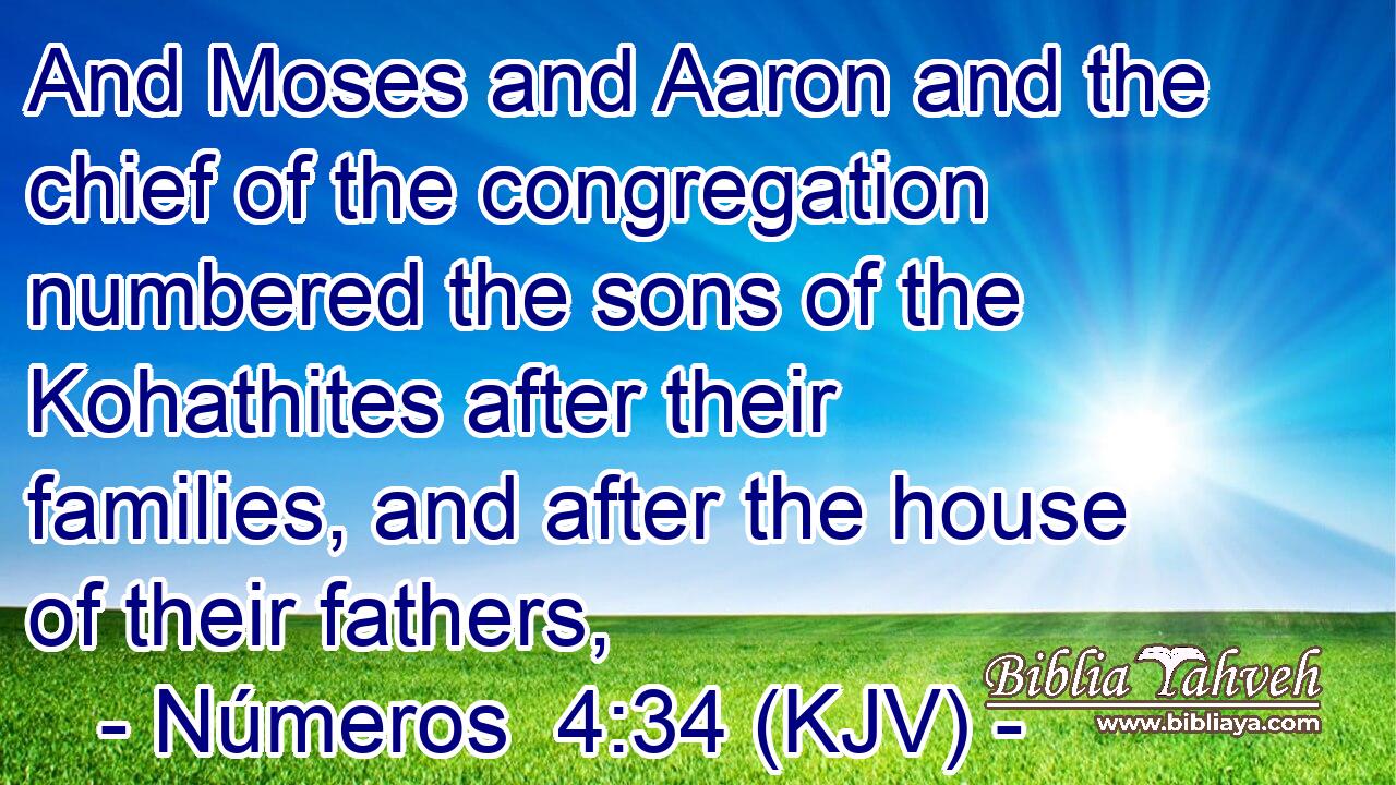 And Moses and Aaron and the chief of the congregation numbered the sons of the Kohathites after their families, and after the house of their fathers,