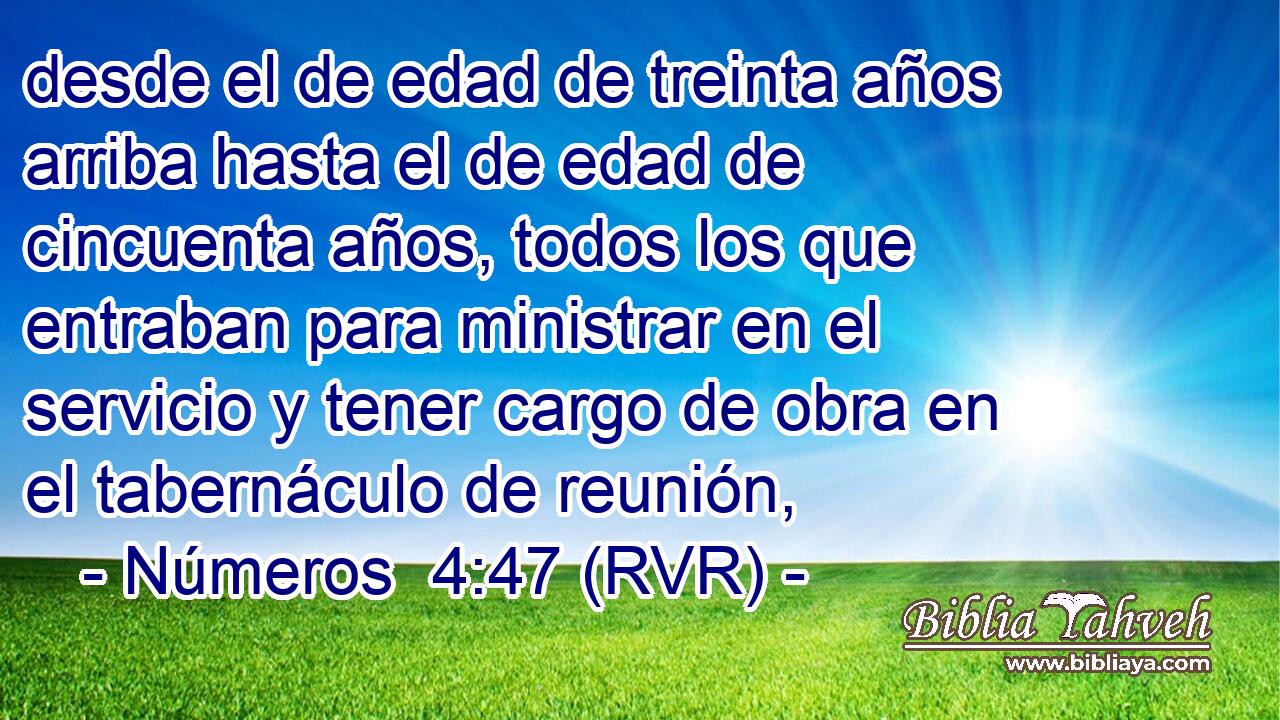 desde el de edad de treinta años arriba hasta el de edad de cincuenta años, todos los que entraban para ministrar en el servicio y tener cargo de obra en el tabernáculo de reunión,