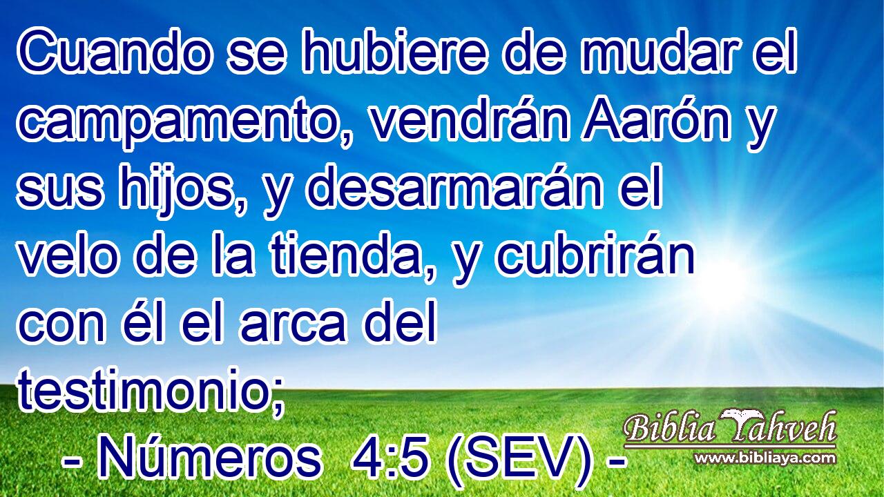 Cuando se hubiere de mudar el campamento, vendrán Aarón y sus hijos, y desarmarán el velo de la tienda, y cubrirán con él el arca del testimonio;