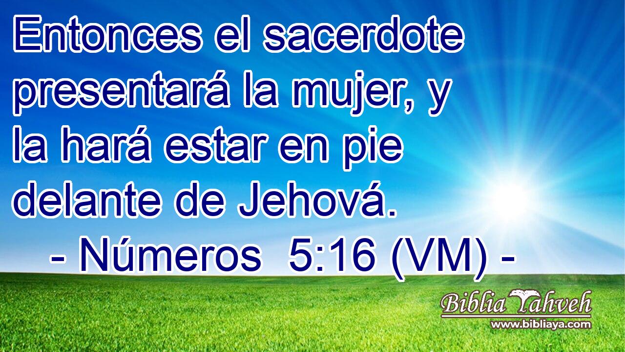  Entonces el sacerdote presentará la mujer, y la hará estar en pie delante de Jehová. 