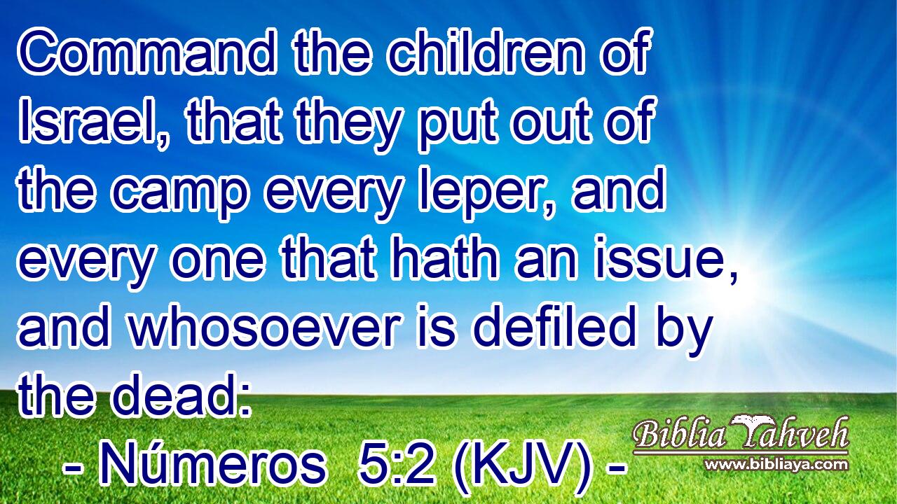 Command the children of Israel, that they put out of the camp every leper, and every one that hath an issue, and whosoever is defiled by the dead:
