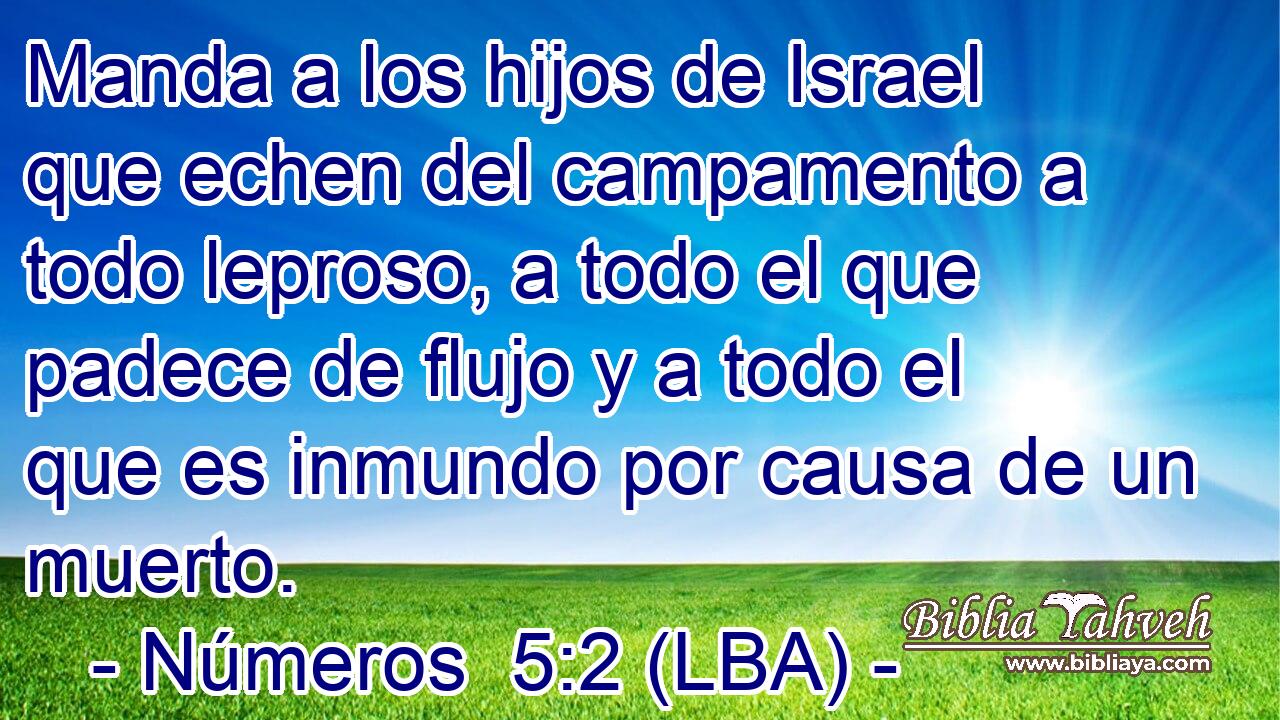 Manda a los hijos de Israel que echen del campamento a todo leproso, a todo el que padece de flujo y a todo el que es inmundo por causa de un muerto.