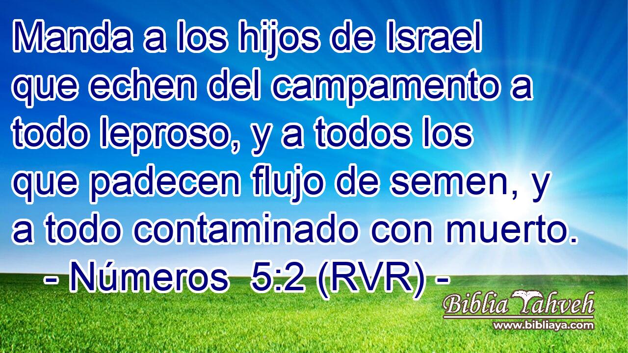 Manda a los hijos de Israel que echen del campamento a todo leproso, y a todos los que padecen flujo de semen, y a todo contaminado con muerto.