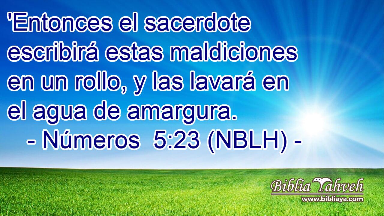  'Entonces el sacerdote escribirá estas maldiciones en un rollo, y las lavará en el agua de amargura. 