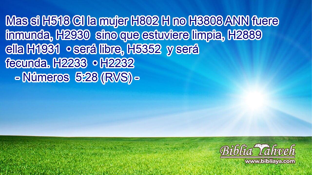 Mas si H518 CI la mujer H802 H no H3808 ANN fuere inmunda, H2930  sino que estuviere limpia, H2889  ella H1931  • será libre, H5352  y será fecunda. H2233  • H2232  