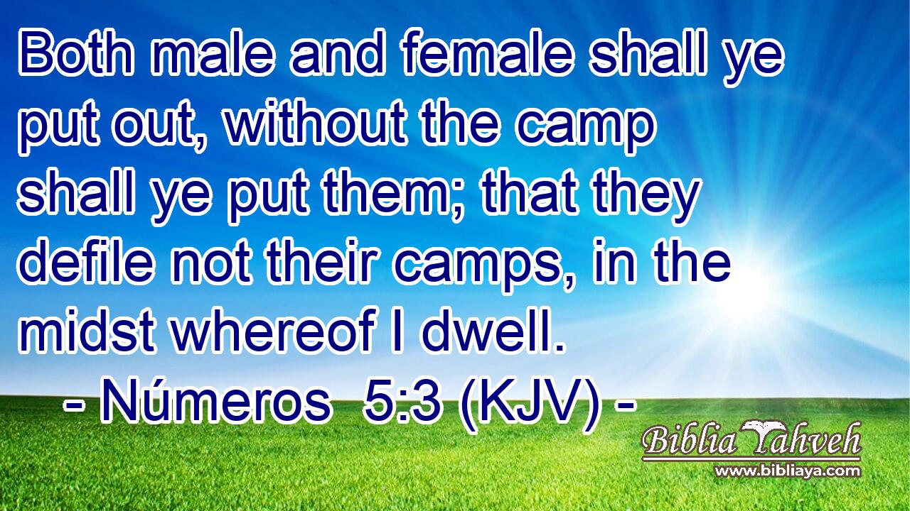 Both male and female shall ye put out, without the camp shall ye put them; that they defile not their camps, in the midst whereof I dwell.