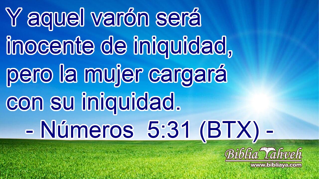Y aquel varón será inocente de iniquidad, pero la mujer cargará con su iniquidad.