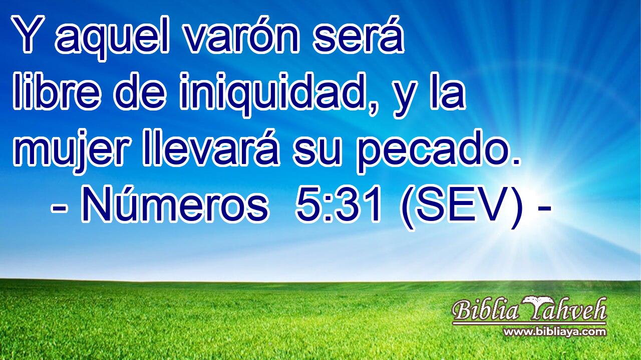 Y aquel varón será libre de iniquidad, y la mujer llevará su pecado.