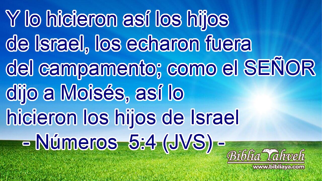 Y lo hicieron así los hijos de Israel, los echaron fuera del campamento; como el SEÑOR dijo a Moisés, así lo hicieron los hijos de Israel