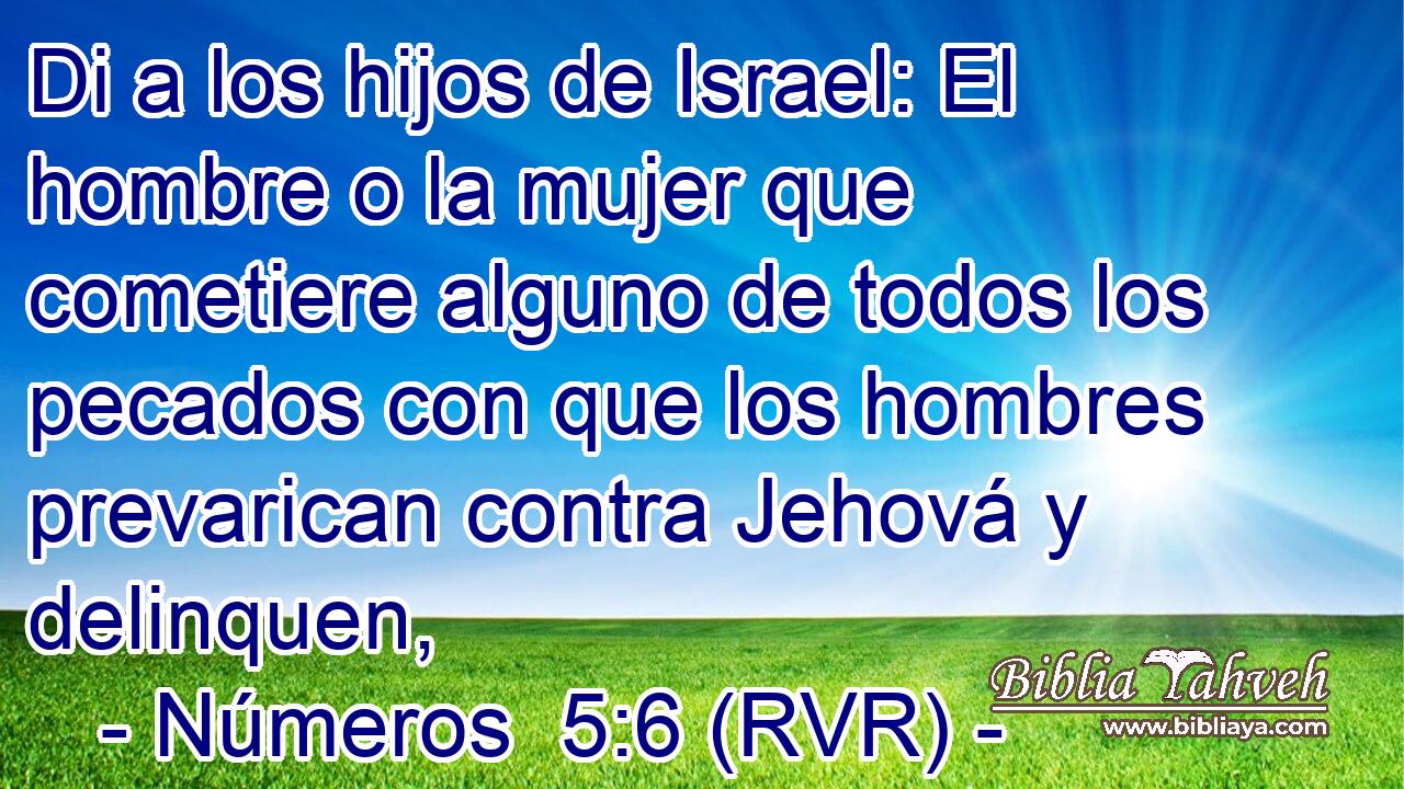 Di a los hijos de Israel: El hombre o la mujer que cometiere alguno de todos los pecados con que los hombres prevarican contra Jehová y delinquen,