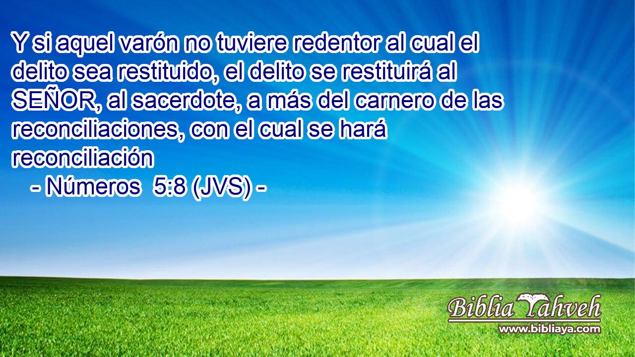 Y si aquel varón no tuviere redentor al cual el delito sea restituido, el delito se restituirá al SEÑOR, al sacerdote, a más del carnero de las reconciliaciones, con el cual se hará reconciliación