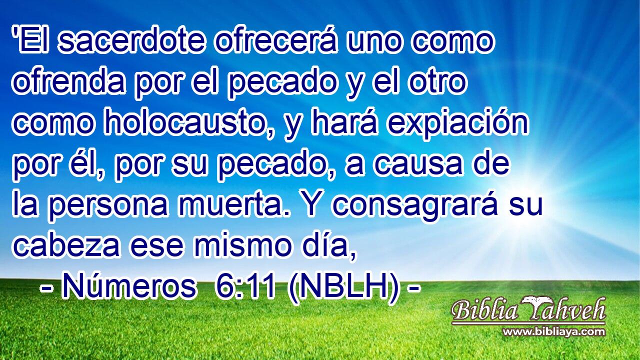  'El sacerdote ofrecerá uno como ofrenda por el pecado y el otro como holocausto, y hará expiación por él, por su pecado, a causa de la persona muerta. Y consagrará su cabeza ese mismo día, 