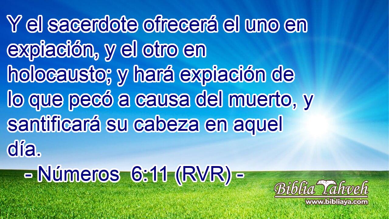 Y el sacerdote ofrecerá el uno en expiación, y el otro en holocausto; y hará expiación de lo que pecó a causa del muerto, y santificará su cabeza en aquel día.