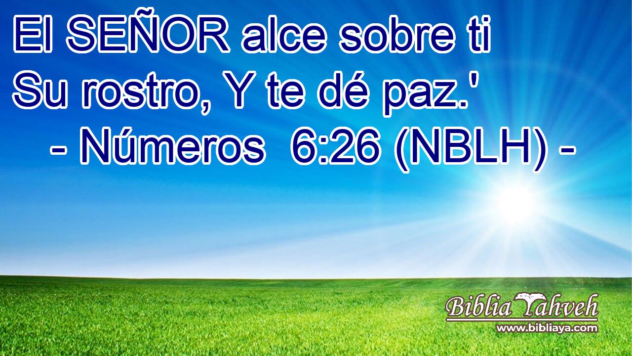 El SEÑOR alce sobre ti Su rostro, Y te dé paz.' 