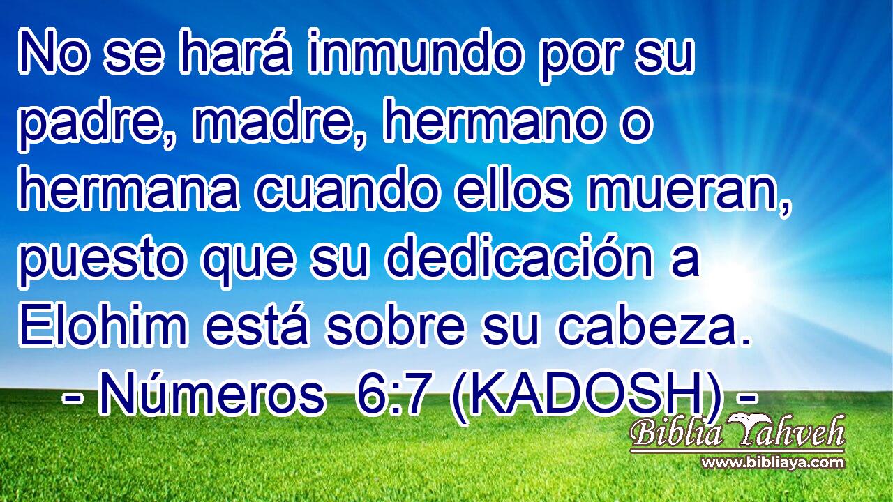  No se hará inmundo por su padre, madre, hermano o hermana cuando ellos mueran, puesto que su dedicación a Elohim está sobre su cabeza. 