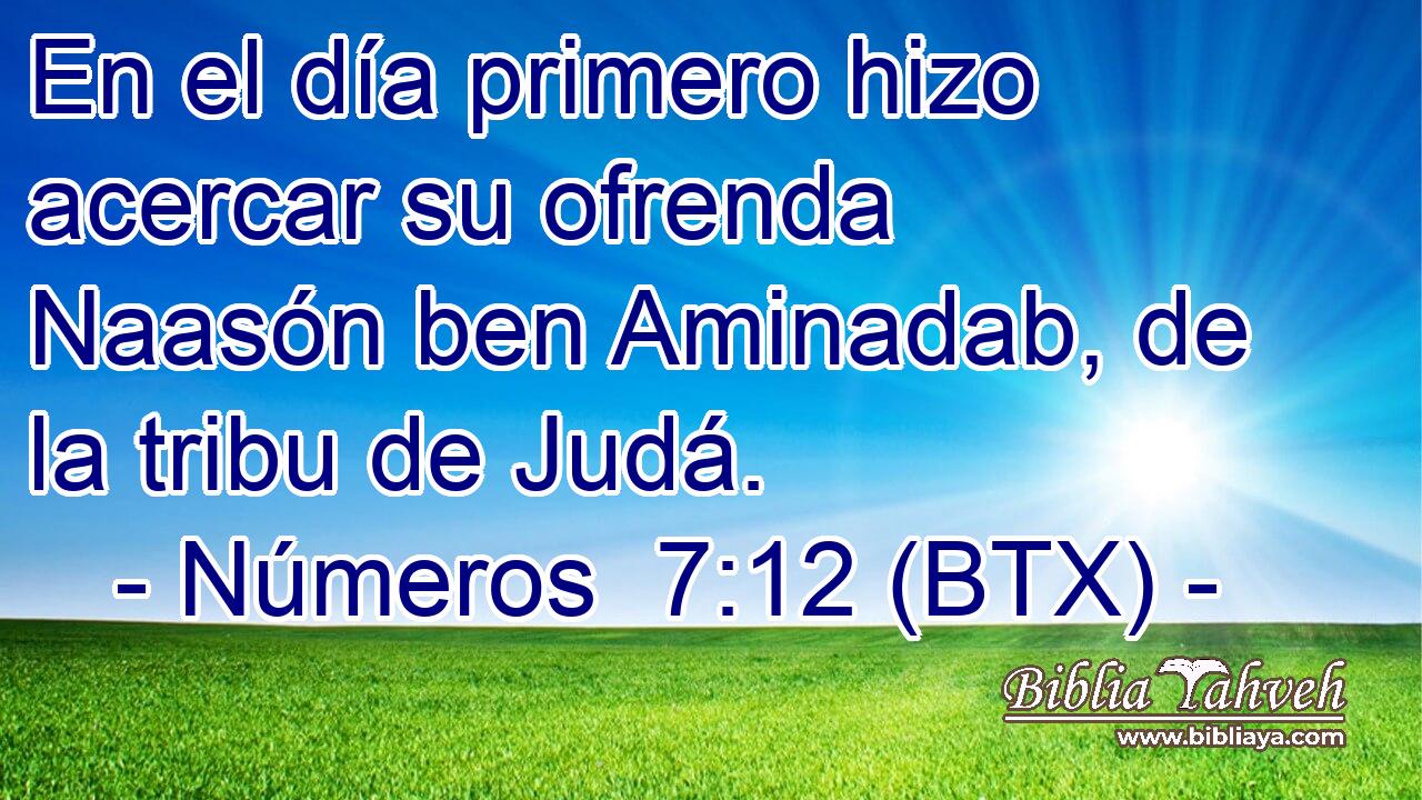 En el día primero hizo acercar su ofrenda Naasón ben Aminadab, de la tribu de Judá.