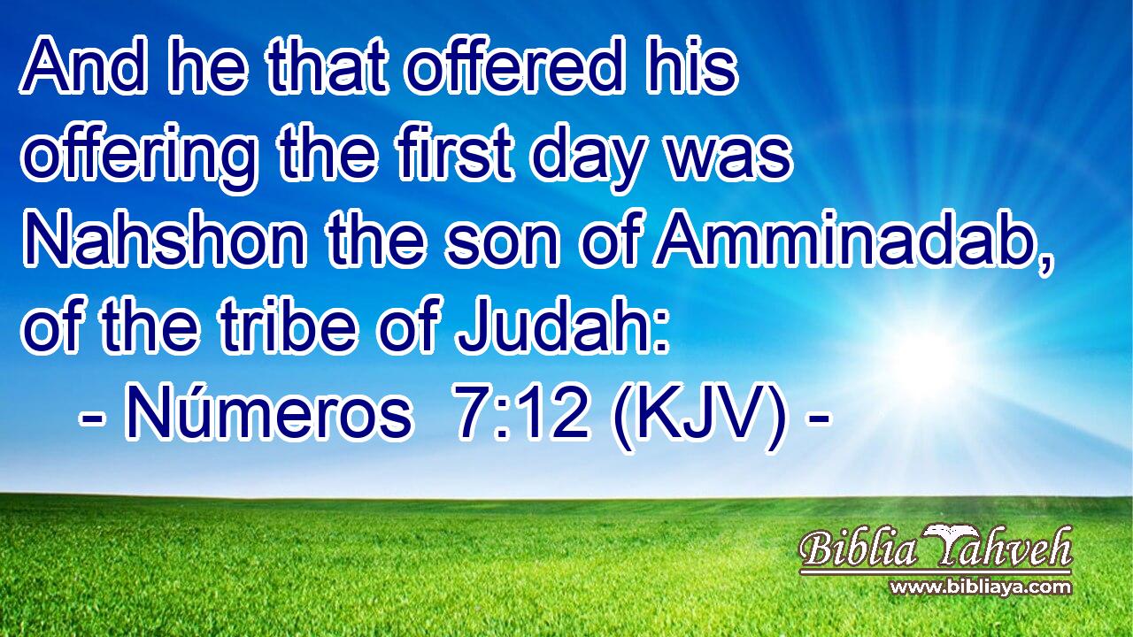 And he that offered his offering the first day was Nahshon the son of Amminadab, of the tribe of Judah: