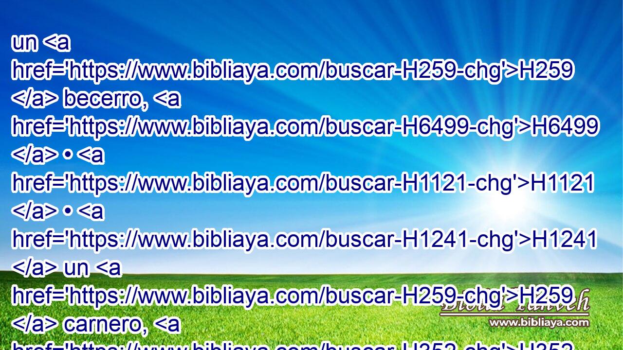 un H259  becerro, H6499  • H1121  • H1241  un H259  carnero, H352  un H259  cordero H3532  de un • H1121  año H8141  • para holocausto; H5930  