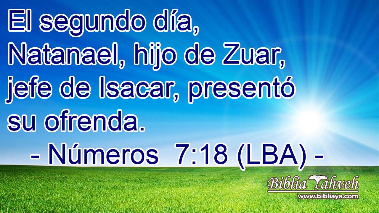 El segundo día, Natanael, hijo de Zuar, jefe de Isacar, presentó su ofrenda.
