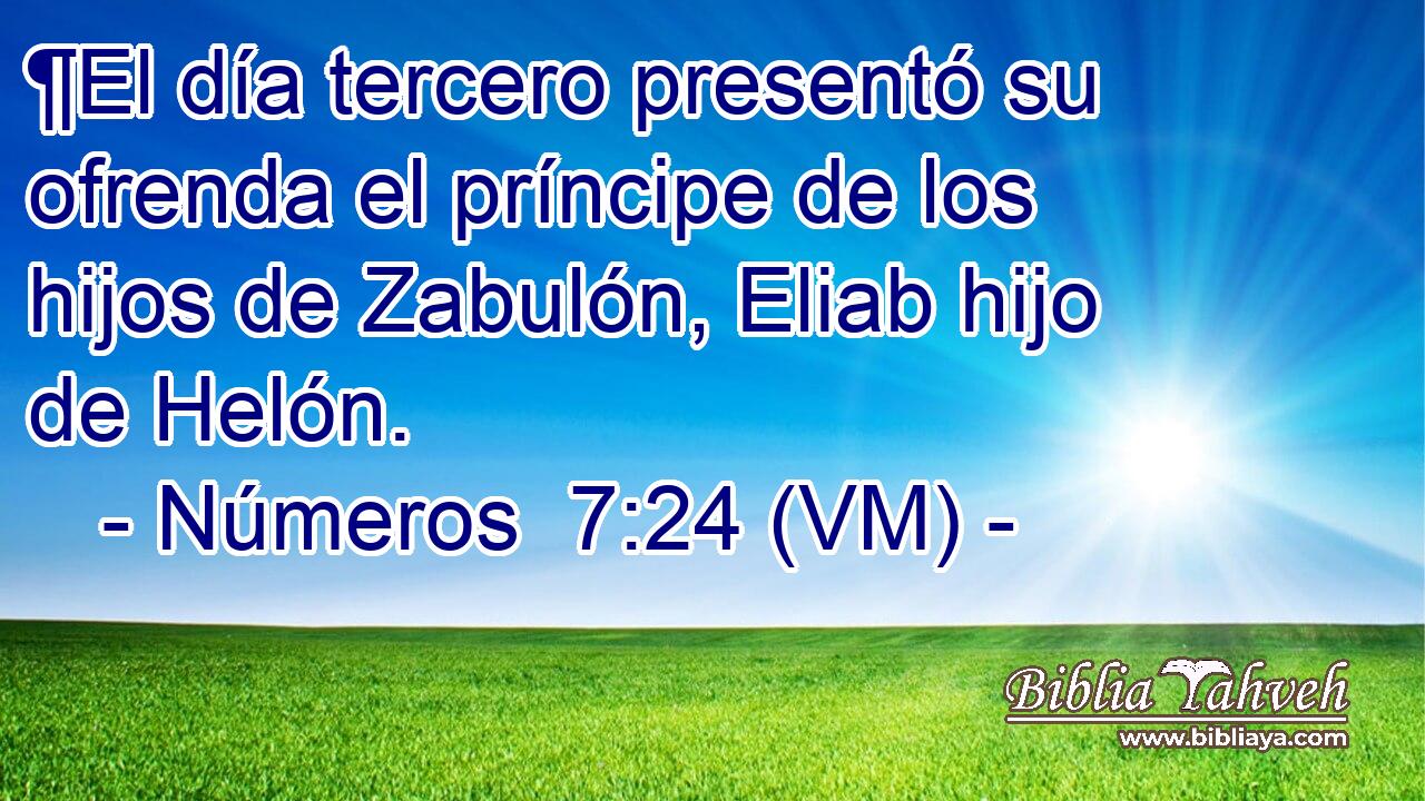  ¶El día tercero presentó su ofrenda el príncipe de los hijos de Zabulón, Eliab hijo de Helón. 