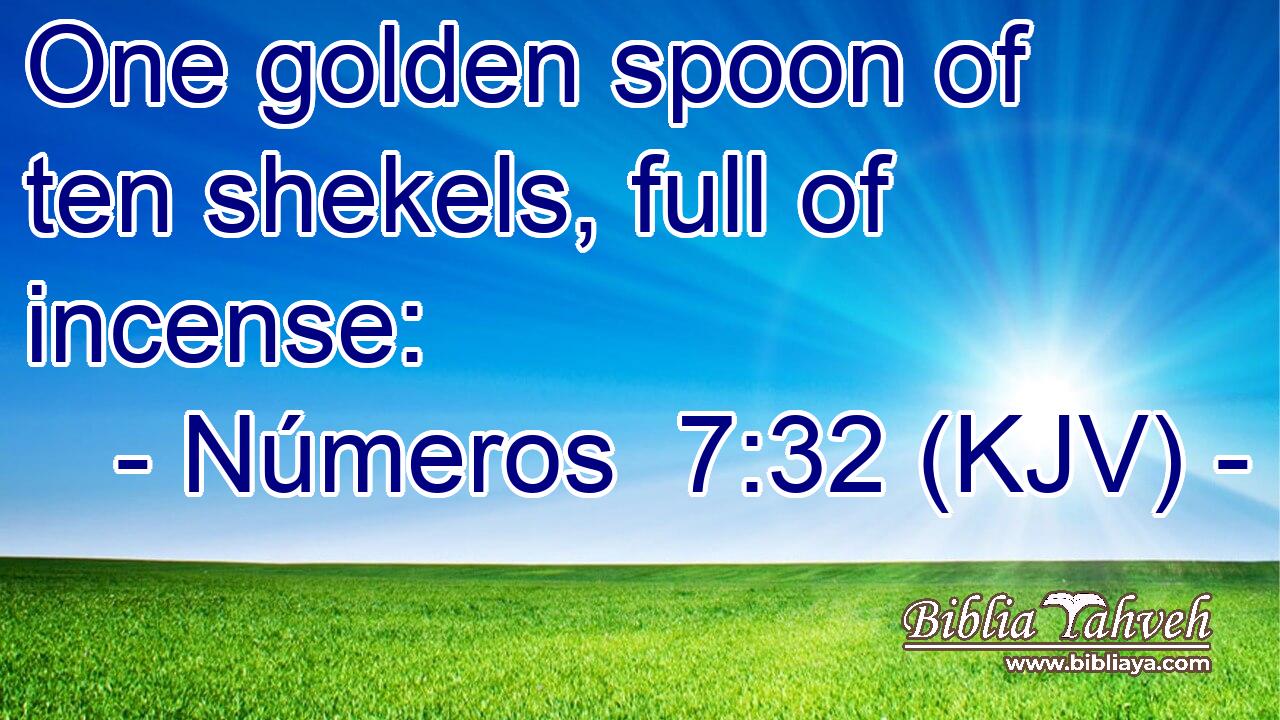One golden spoon of ten shekels, full of incense: