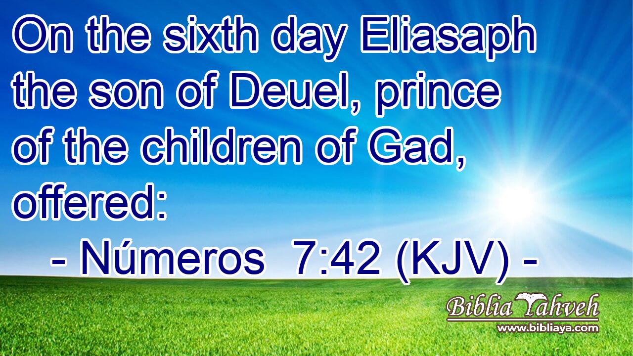 On the sixth day Eliasaph the son of Deuel, prince of the children of Gad, offered: