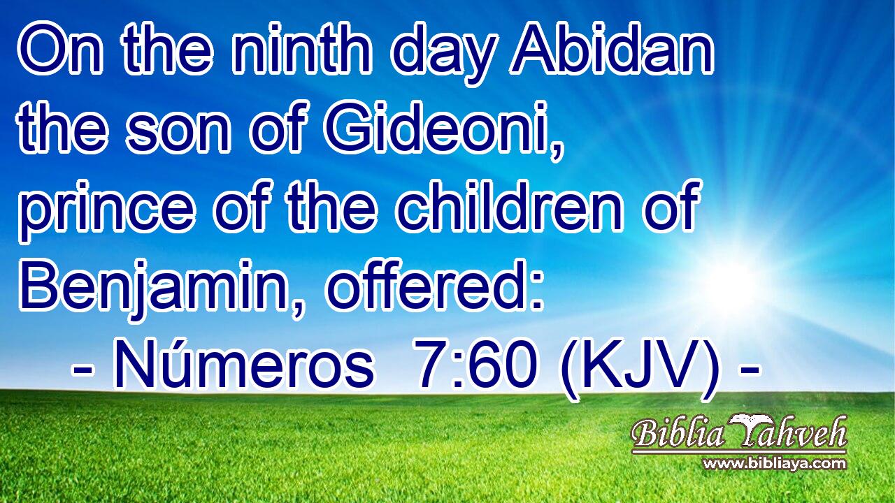 On the ninth day Abidan the son of Gideoni, prince of the children of Benjamin, offered: