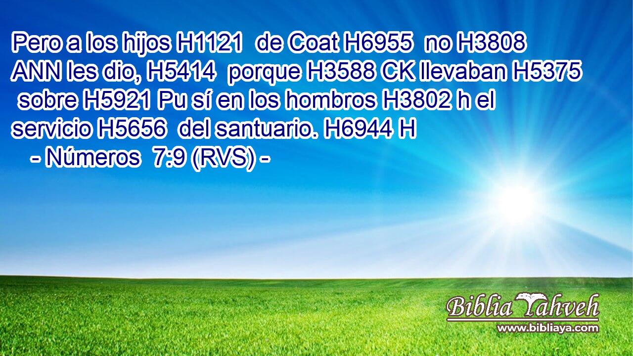 Pero a los hijos H1121  de Coat H6955  no H3808 ANN les dio, H5414  porque H3588 CK llevaban H5375  sobre H5921 Pu sí en los hombros H3802 h el servicio H5656  del santuario. H6944 H 