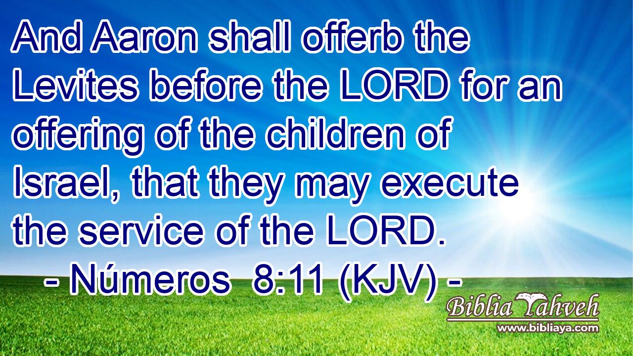 And Aaron shall offerb the Levites before the LORD for an offering of the children of Israel, that they may execute the service of the LORD.