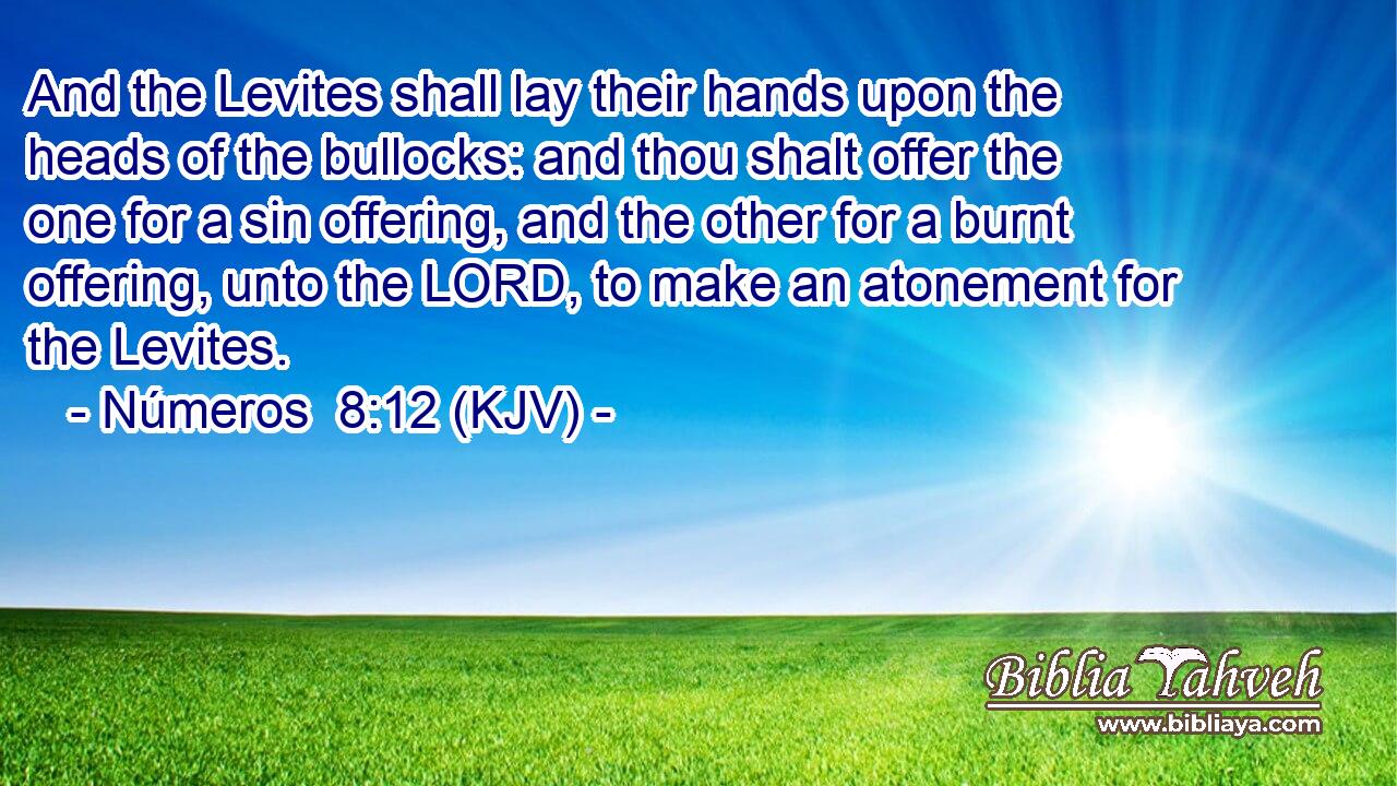 And the Levites shall lay their hands upon the heads of the bullocks: and thou shalt offer the one for a sin offering, and the other for a burnt offering, unto the LORD, to make an atonement for the Levites.