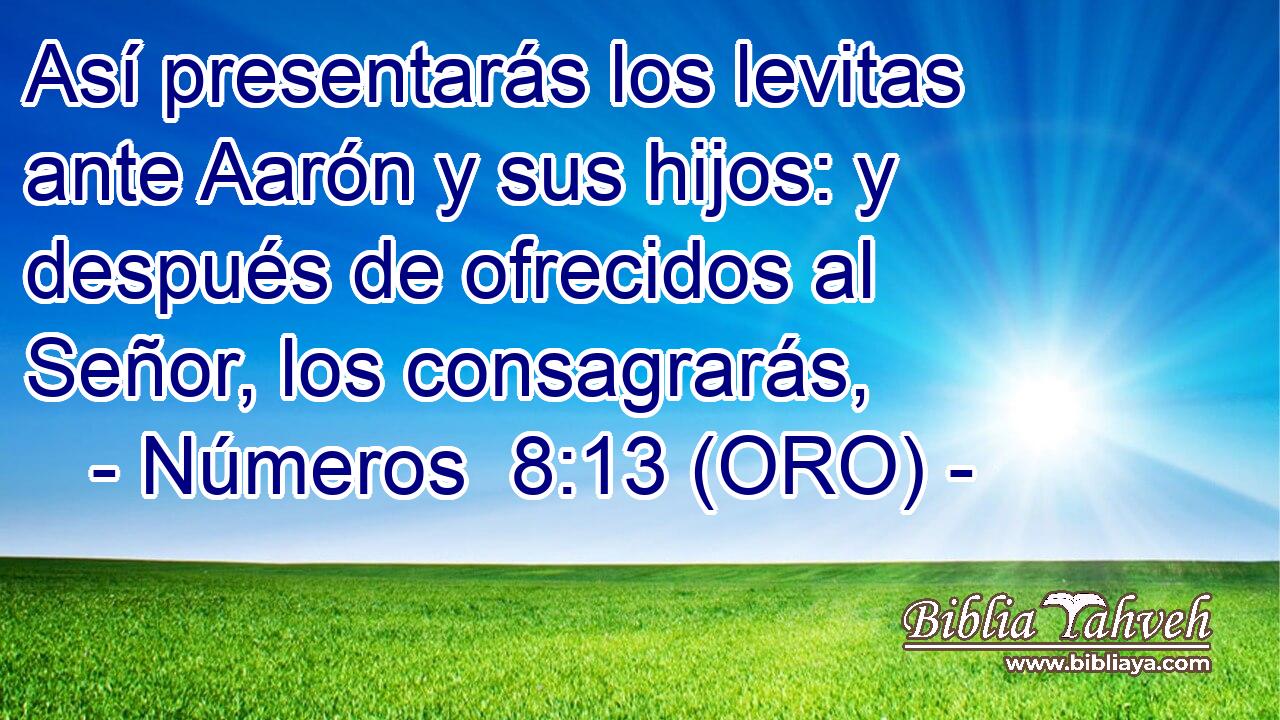  Así presentarás los levitas ante Aarón y sus hijos: y después de ofrecidos al Señor, los consagrarás, 
