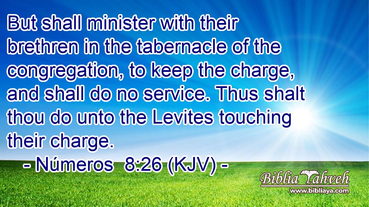 But shall minister with their brethren in the tabernacle of the congregation, to keep the charge, and shall do no service. Thus shalt thou do unto the Levites touching their charge.