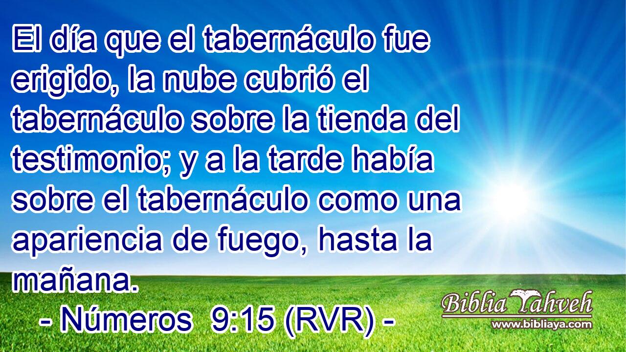 El día que el tabernáculo fue erigido, la nube cubrió el tabernáculo sobre la tienda del testimonio; y a la tarde había sobre el tabernáculo como una apariencia de fuego, hasta la mañana.