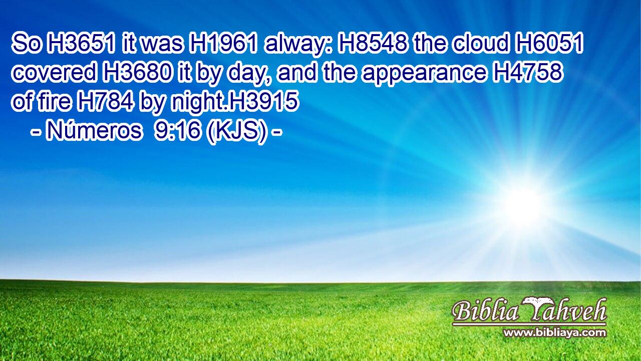 So H3651 it was H1961 alway: H8548 the cloud H6051 covered H3680 it by day, and the appearance H4758 of fire H784 by night.H3915