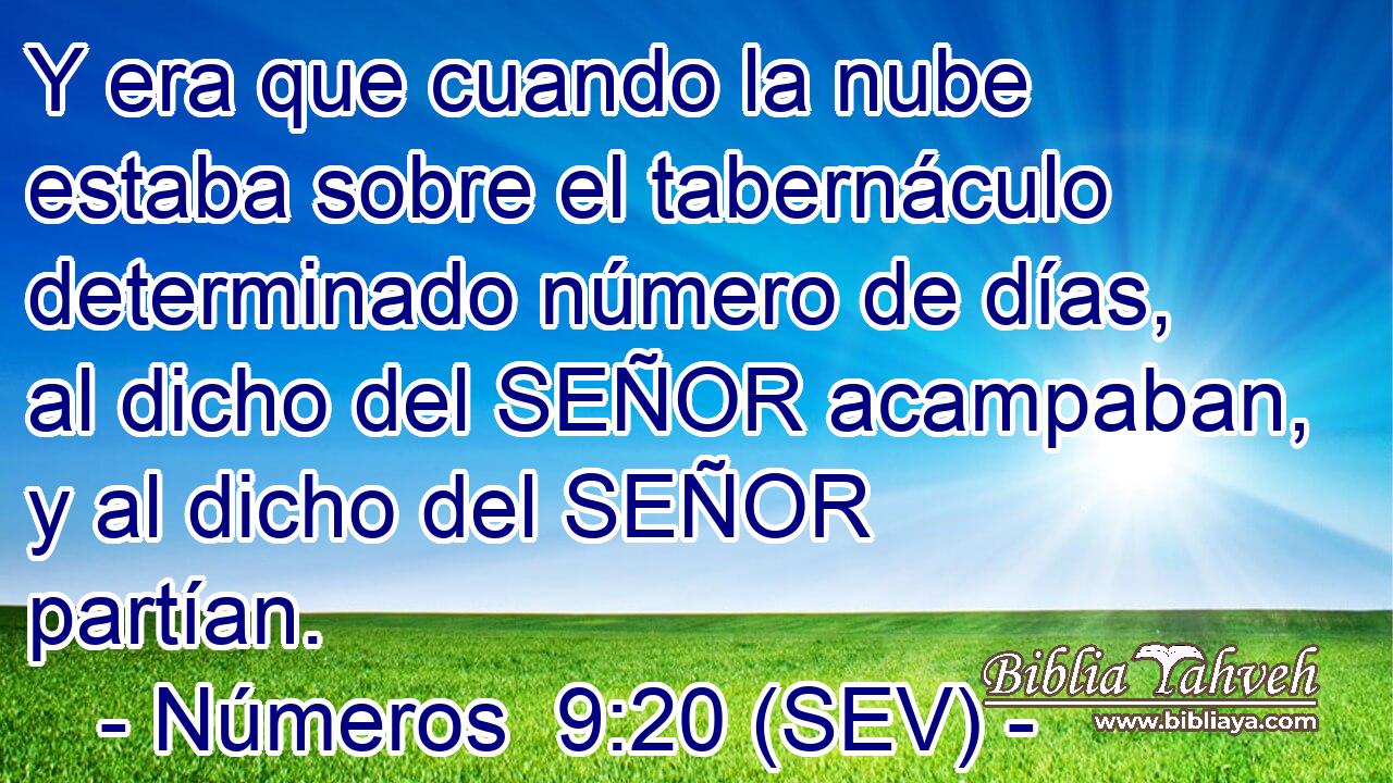 Y era que cuando la nube estaba sobre el tabernáculo determinado número de días, al dicho del SEÑOR acampaban, y al dicho del SEÑOR partían.