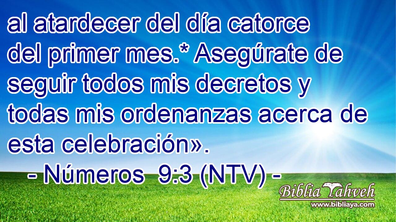 al atardecer del día catorce del primer mes.* Asegúrate de seguir todos mis decretos y todas mis ordenanzas acerca de esta celebración».