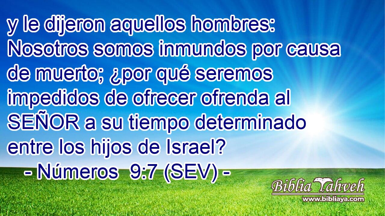 y le dijeron aquellos hombres: Nosotros somos inmundos por causa de muerto; ¿por qué seremos impedidos de ofrecer ofrenda al SEÑOR a su tiempo determinado entre los hijos de Israel?