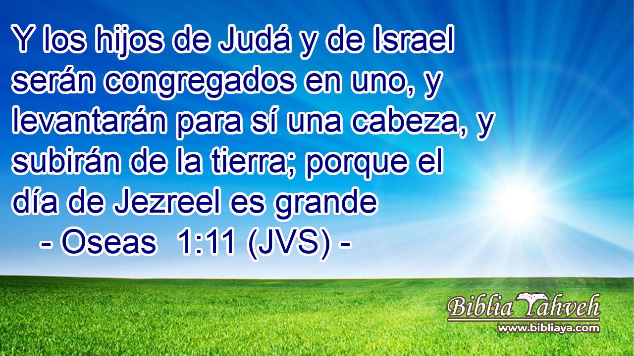 Y los hijos de Judá y de Israel serán congregados en uno, y levantarán para sí una cabeza, y subirán de la tierra; porque el día de Jezreel es grande
