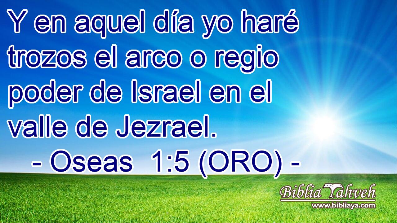  Y en aquel día yo haré trozos el arco o regio poder de Israel en el valle de Jezrael. 