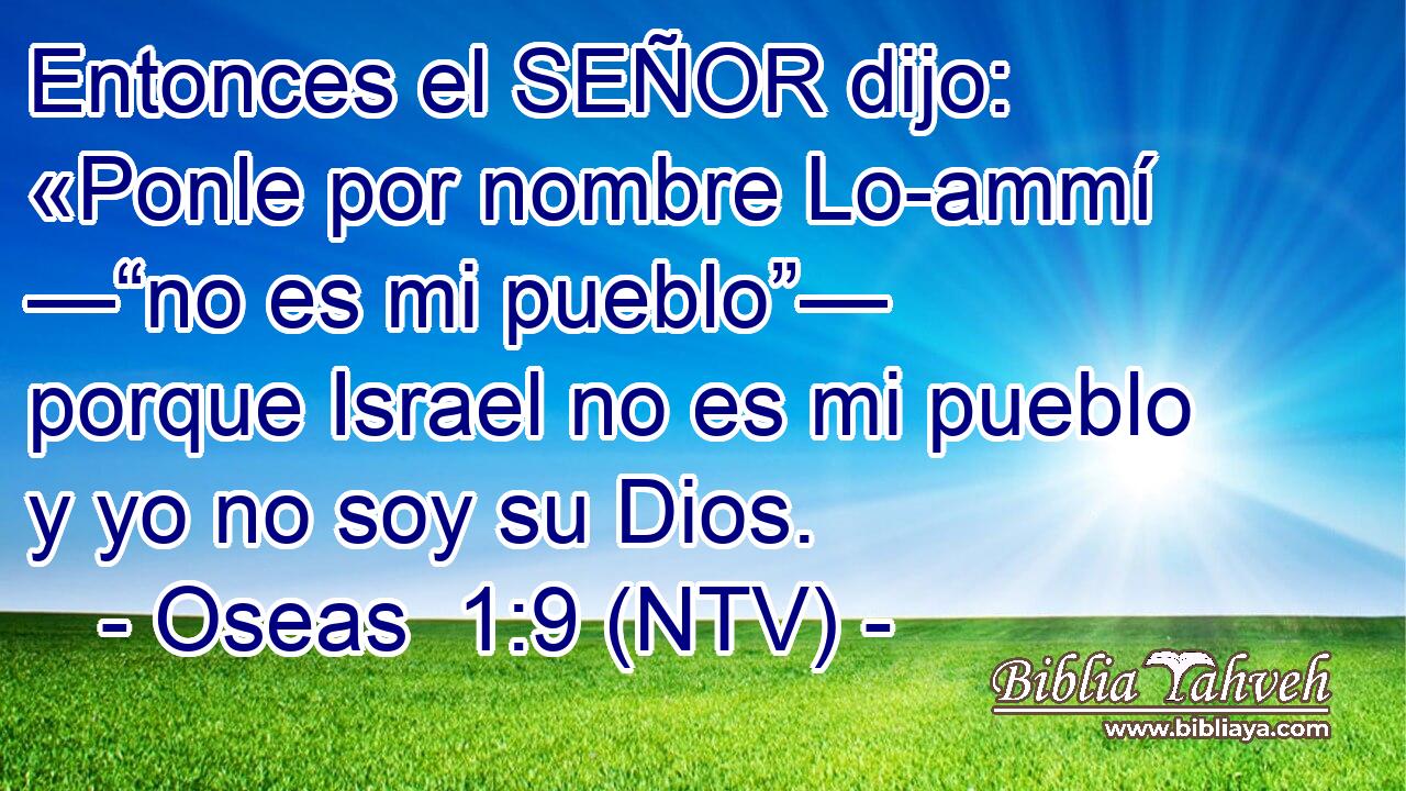 Entonces el SEÑOR dijo: «Ponle por nombre Lo-ammí —“no es mi pueblo”— porque Israel no es mi pueblo y yo no soy su Dios.