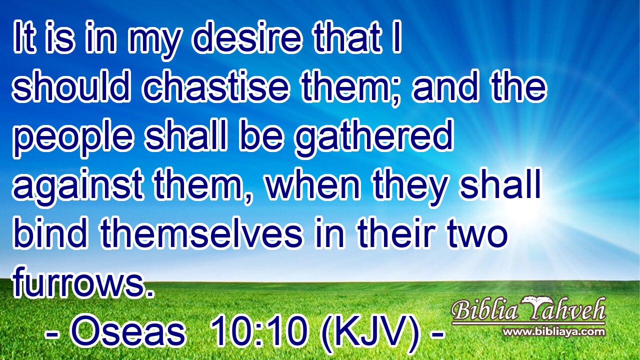 It is in my desire that I should chastise them; and the people shall be gathered against them, when they shall bind themselves in their two furrows.