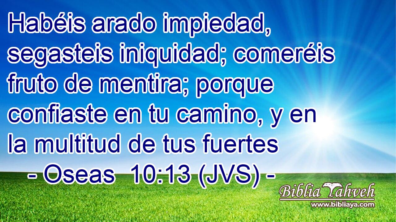 Habéis arado impiedad, segasteis iniquidad; comeréis fruto de mentira; porque confiaste en tu camino, y en la multitud de tus fuertes
