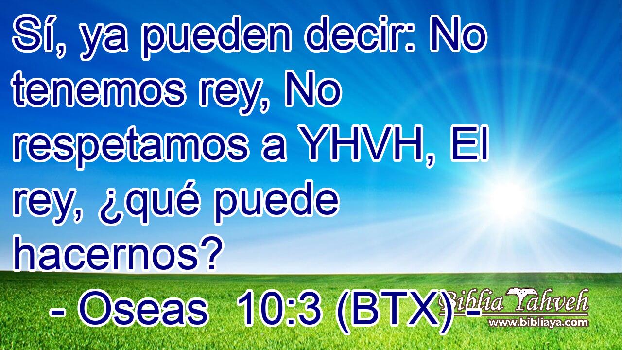 Sí, ya pueden decir: No tenemos rey, No respetamos a YHVH, El rey, ¿qué puede hacernos?