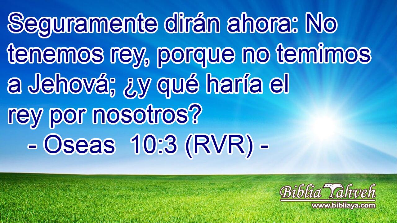 Seguramente dirán ahora: No tenemos rey, porque no temimos a Jehová; ¿y qué haría el rey por nosotros?